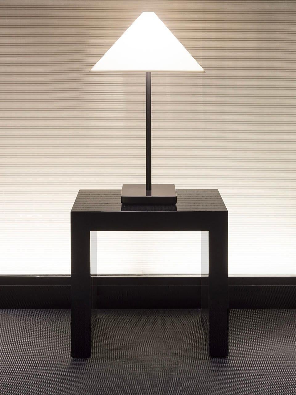 Armani Casa ebonized brown black brushed oak “Paris” side table, minimal modern Italian made. Listing is for a single table. Two available.