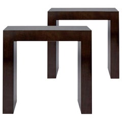 Armani Casa Ebonized Cerused Oak “Paris” Side Table, Minimal Modern CLEARANCE