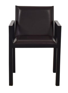 Armani Casa Modern ‘Dallas’ Armchair, Brown Black Leather and Oak Lounge Chair