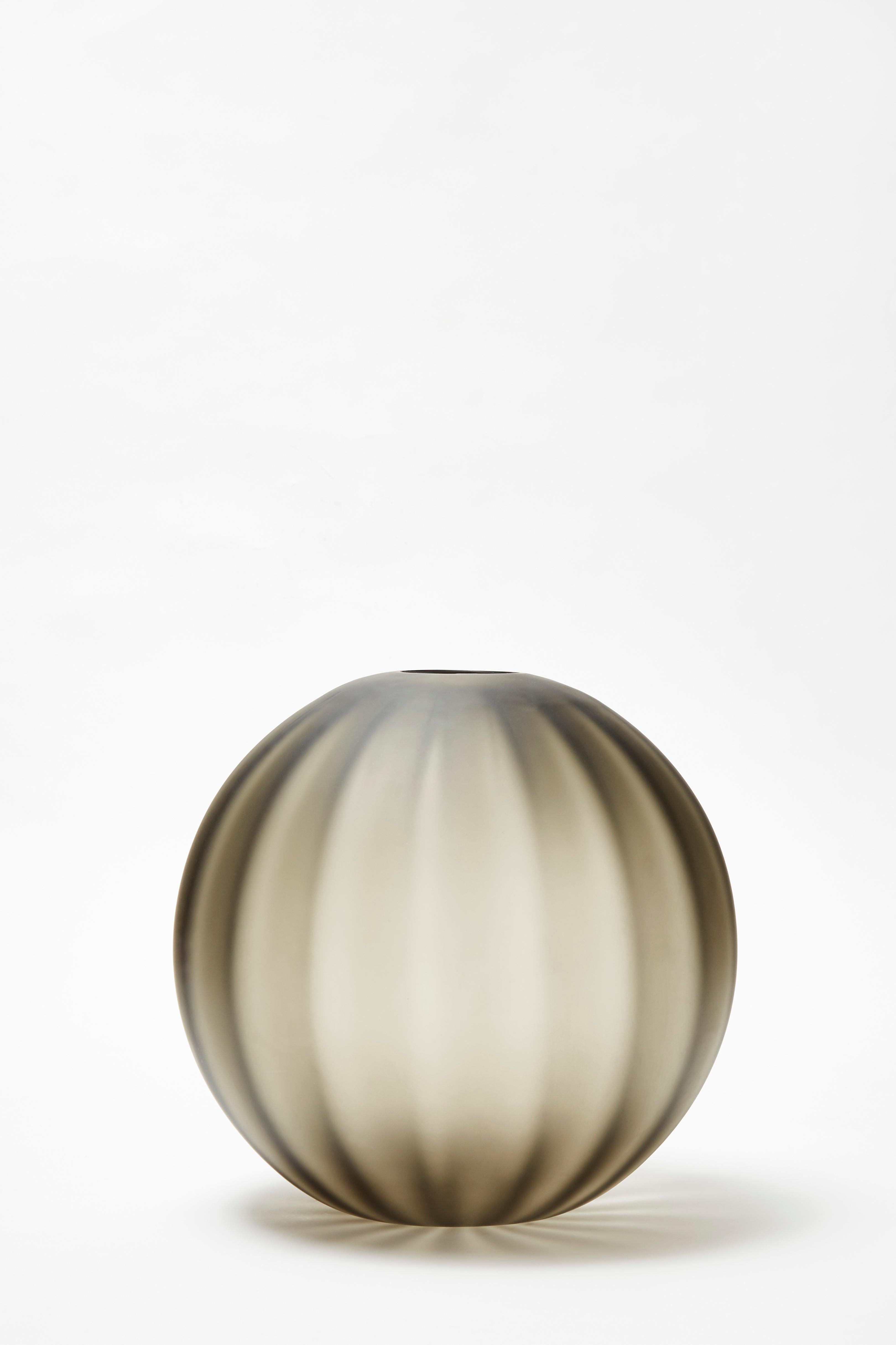 Elegant big round wedged Murano glass vase by Armani Casa.