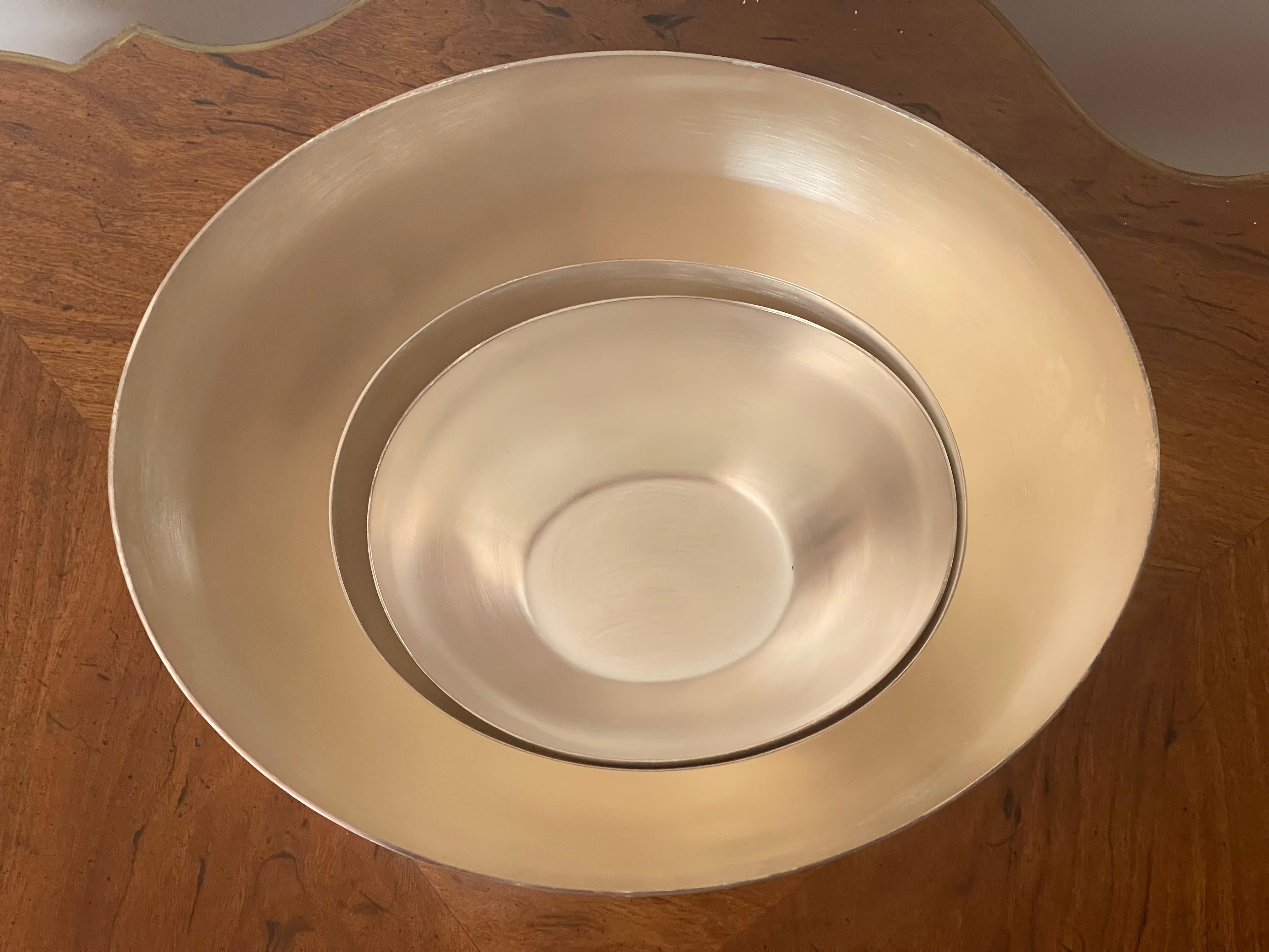 Armani Casa Set of 3 Ginger Bowls Oval Metal In Excellent Condition For Sale In Boca Raton, FL