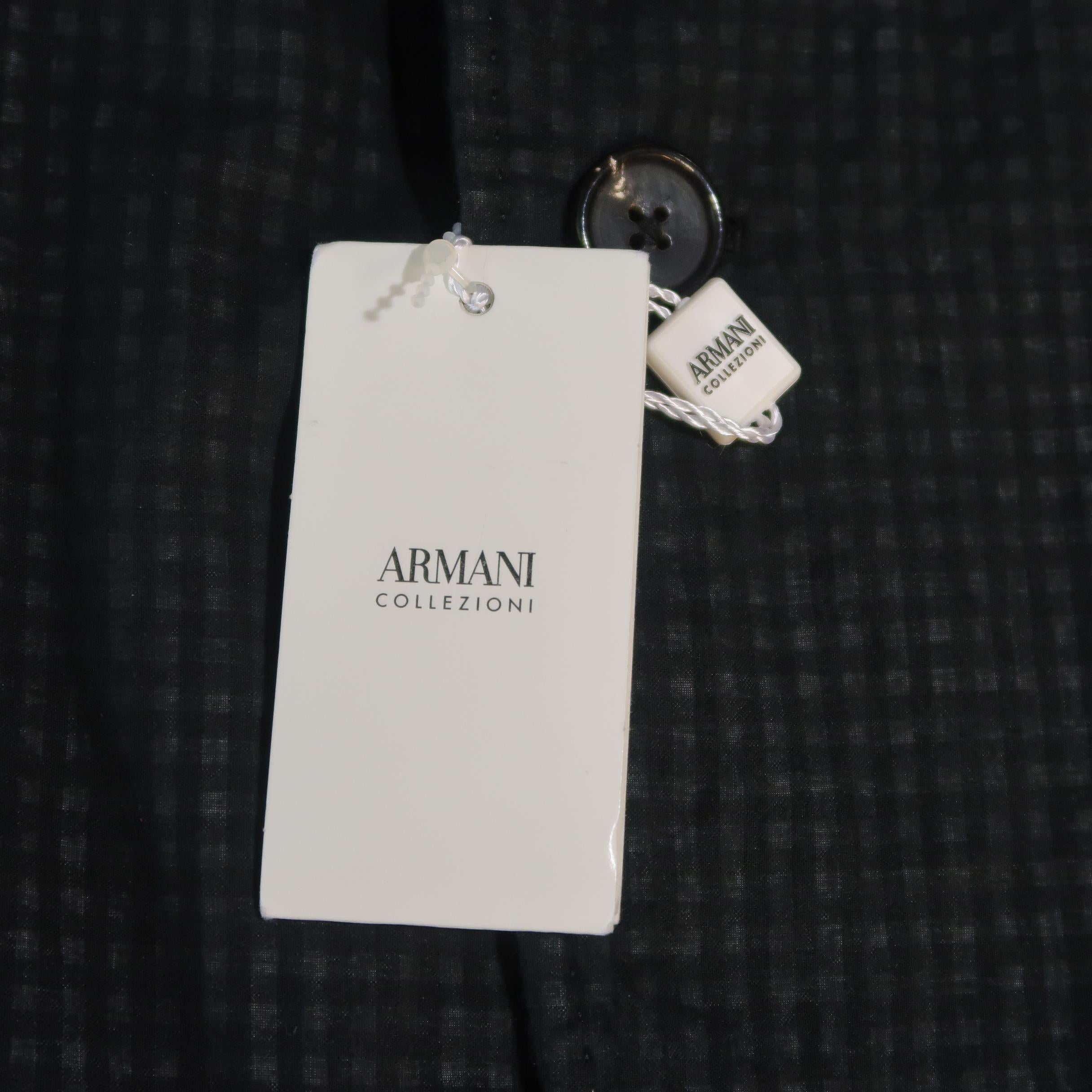 ARMANI COLLEZIONI 34 Regular Black & Grey Checkered Cotton Sport Coat 6