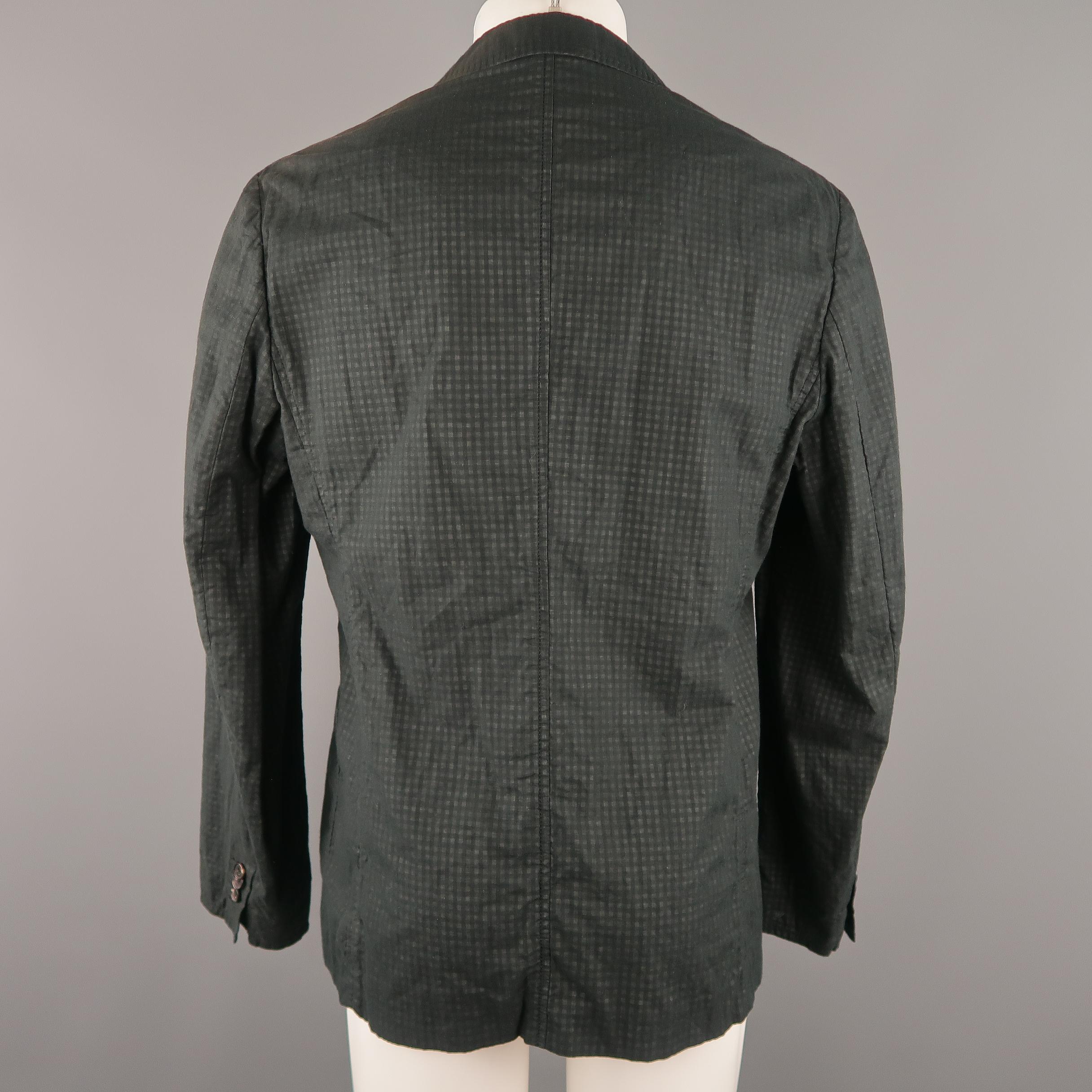 ARMANI COLLEZIONI 34 Regular Black & Grey Checkered Cotton Sport Coat 3