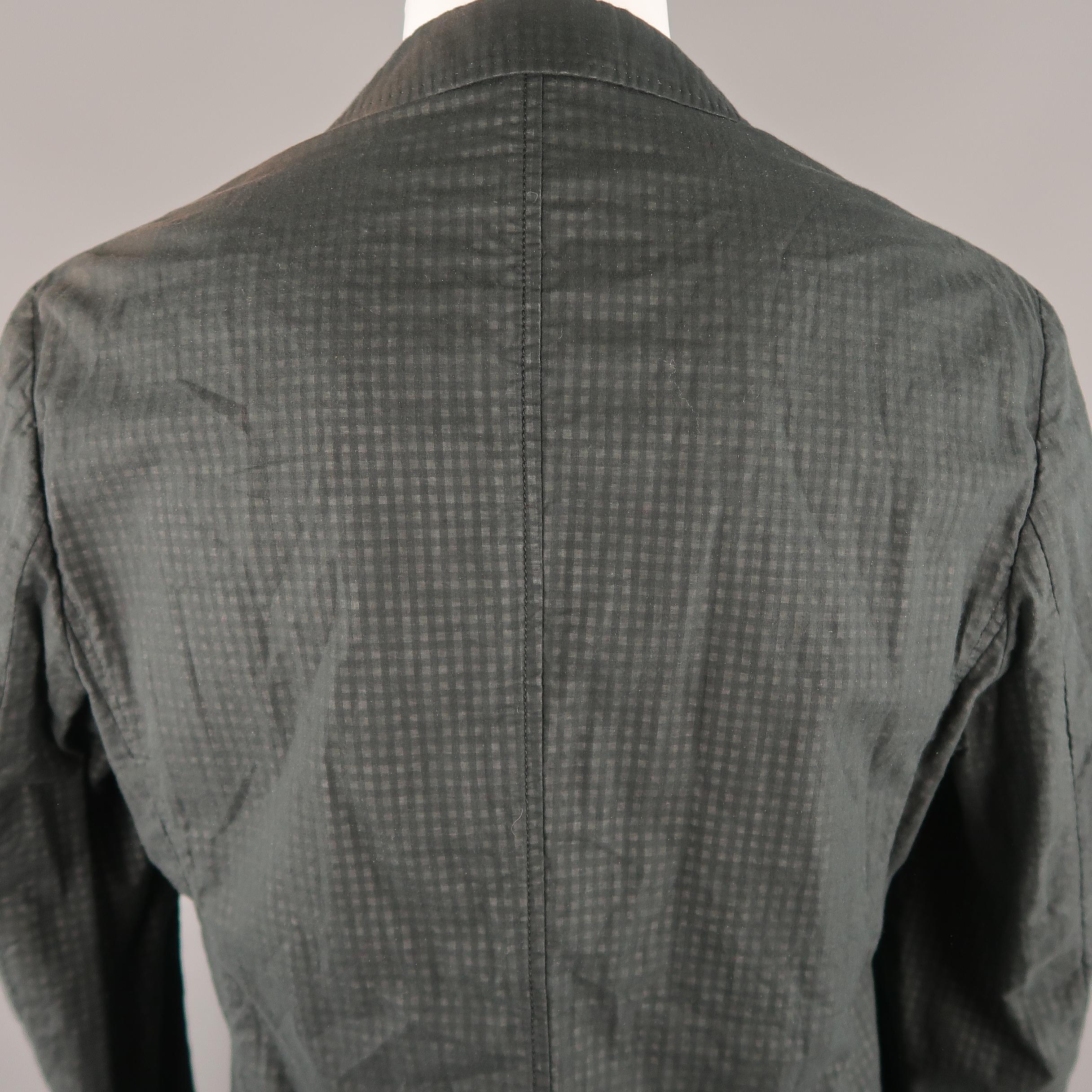 ARMANI COLLEZIONI 34 Regular Black & Grey Checkered Cotton Sport Coat 4