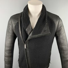 ARMANI COLLEZIONI 38 Black Mixed Materials Wool / Acrylic Asymmetrical Jacket