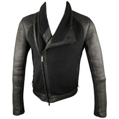 ARMANI COLLEZIONI 38 Black Mixed Materials Wool / Acrylic Asymmetrical Jacket
