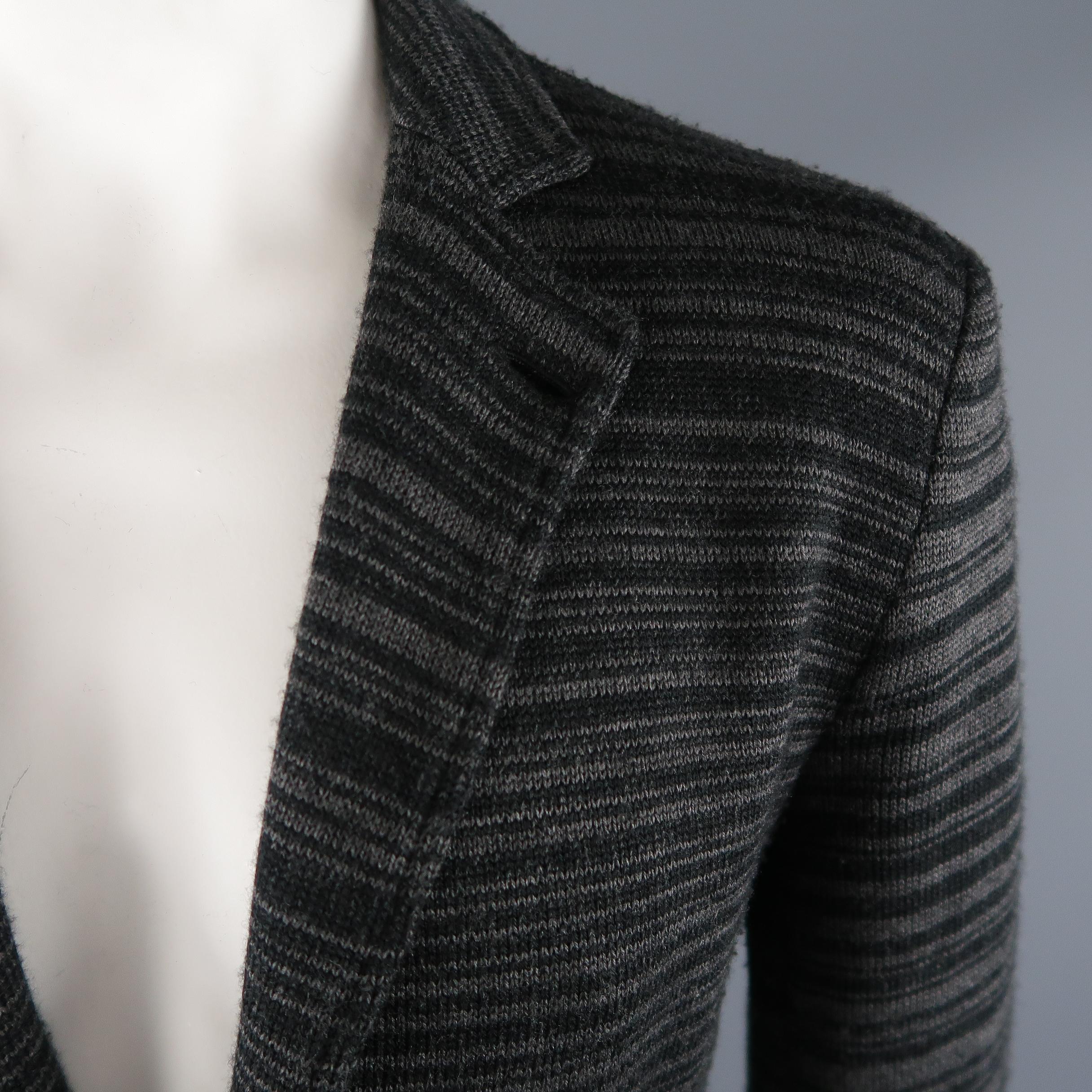 ARMANI COLLEZIONI 40 Grey & Black Stripe Wool Blend Sport Coat In Excellent Condition In San Francisco, CA