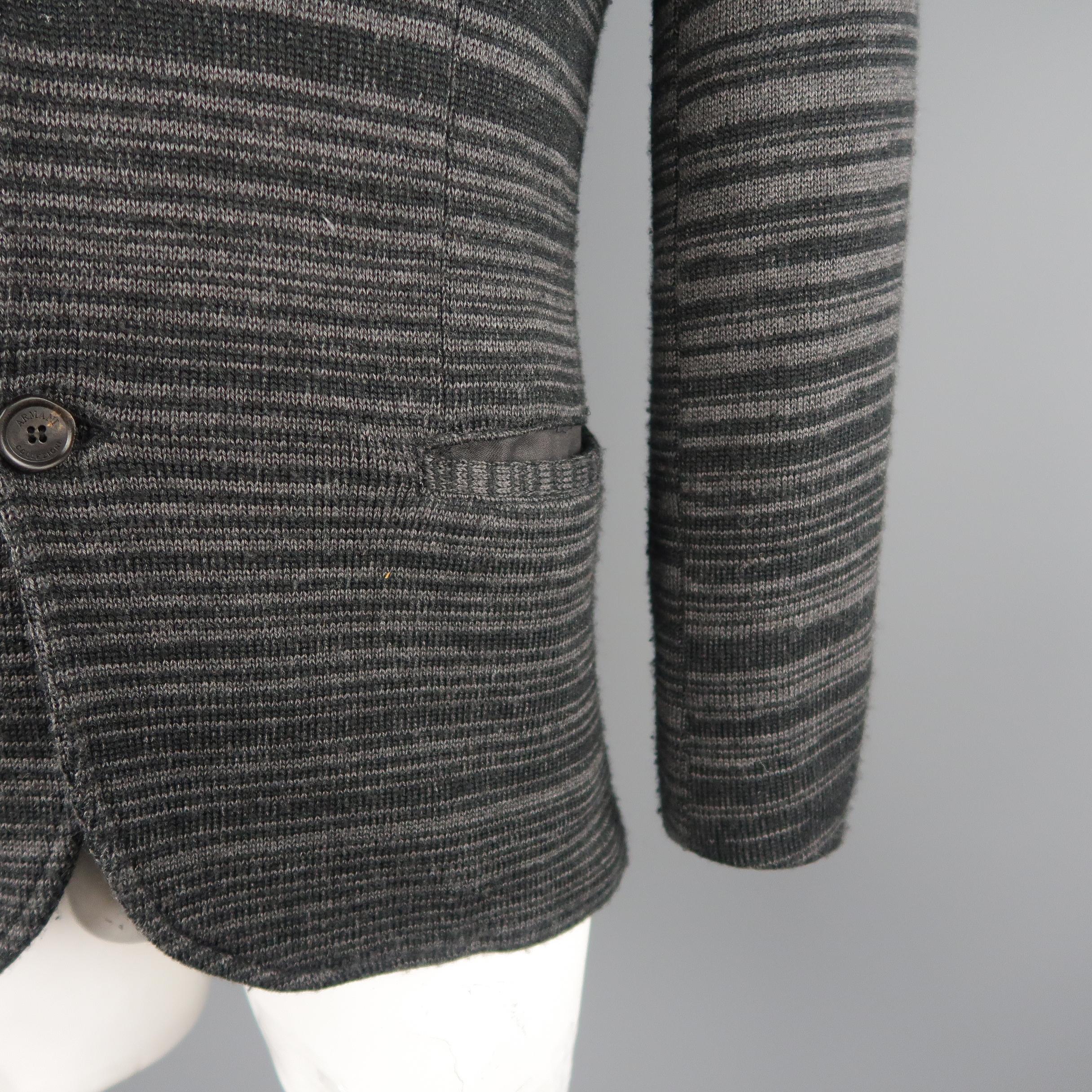 Men's ARMANI COLLEZIONI 40 Grey & Black Stripe Wool Blend Sport Coat