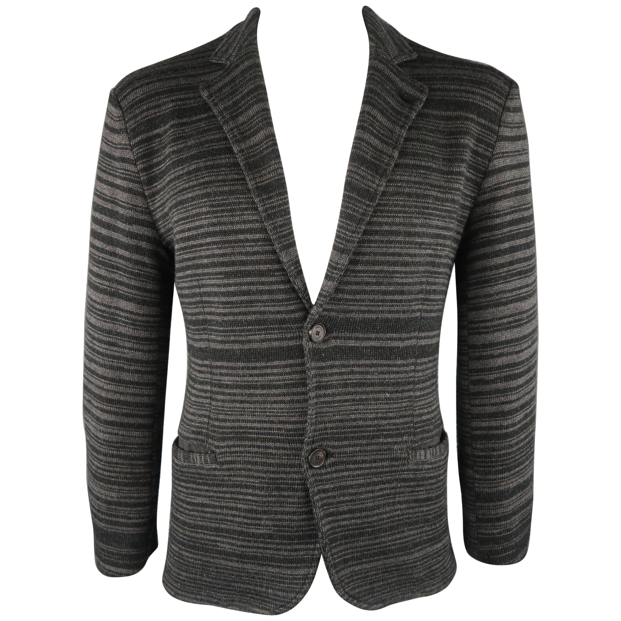 ARMANI COLLEZIONI 40 Grey & Black Stripe Wool Blend Sport Coat