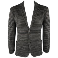 Vintage ARMANI COLLEZIONI 40 Grey & Black Stripe Wool Blend Sport Coat