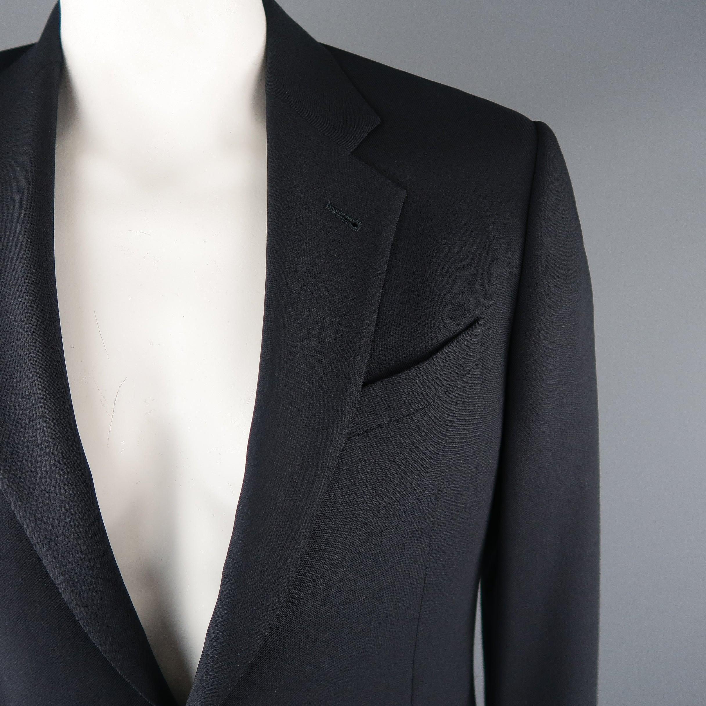 ARMANI COLLEZIONI 42 Regular Navy Solid Wool Blazer / Sport Coat In Excellent Condition For Sale In San Francisco, CA