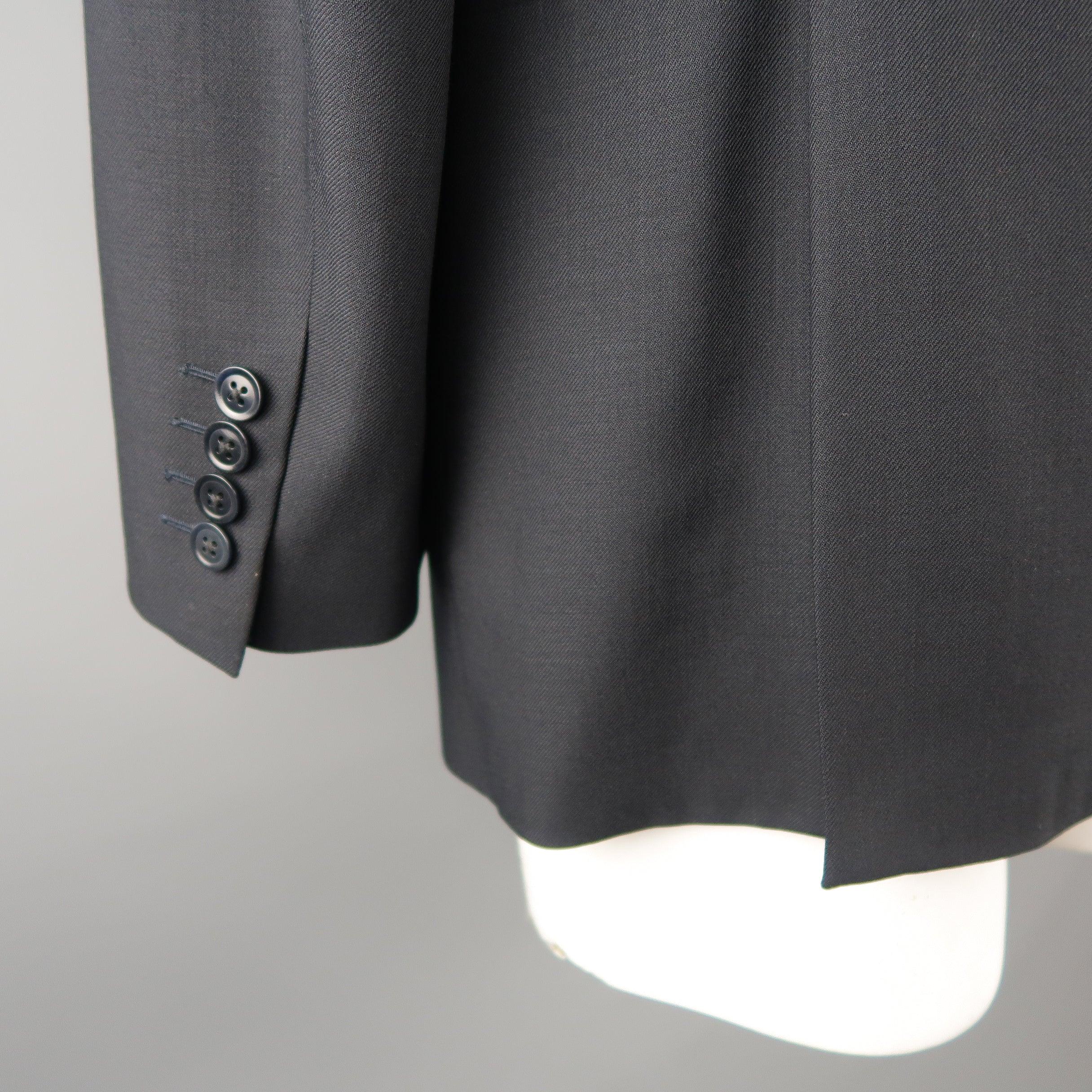 ARMANI COLLEZIONI 42 Regular Navy Solid Wool Blazer / Sport Coat For Sale 3