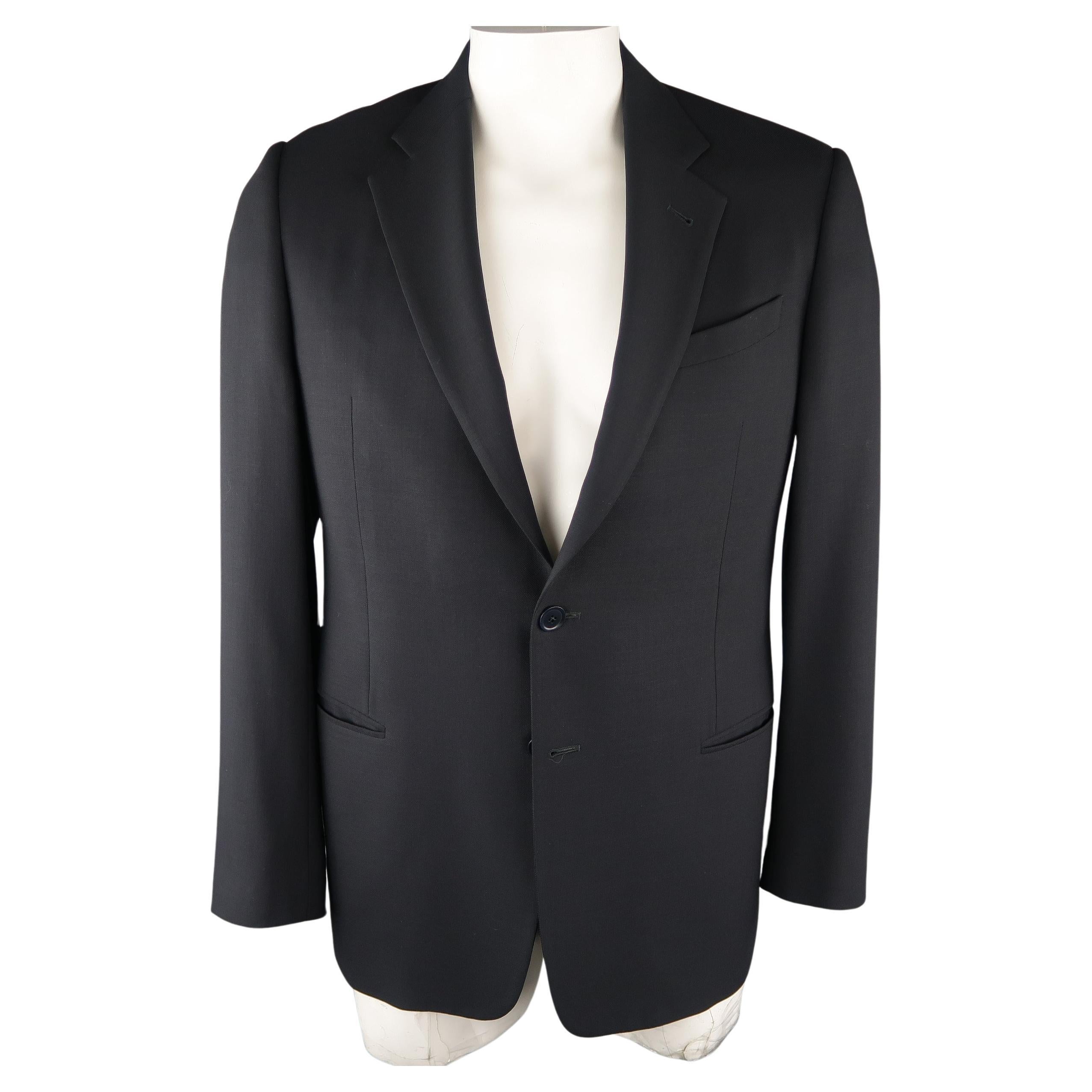 ARMANI COLLEZIONI 42 Regular Navy Solid Wool Blazer / Sport Coat For Sale