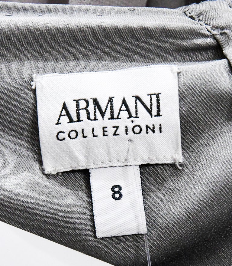 Armani Collezioni Beaded Grey Shell Design Blouson Gown With Shawl For ...