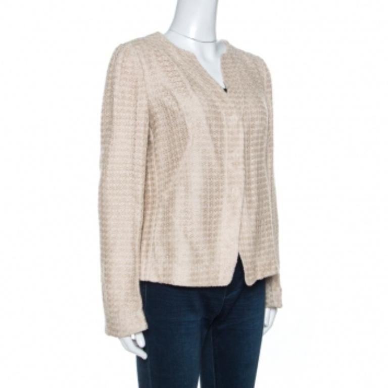Armani Collezioni Beige Lace Overlay Detail Jacket L im Angebot 1