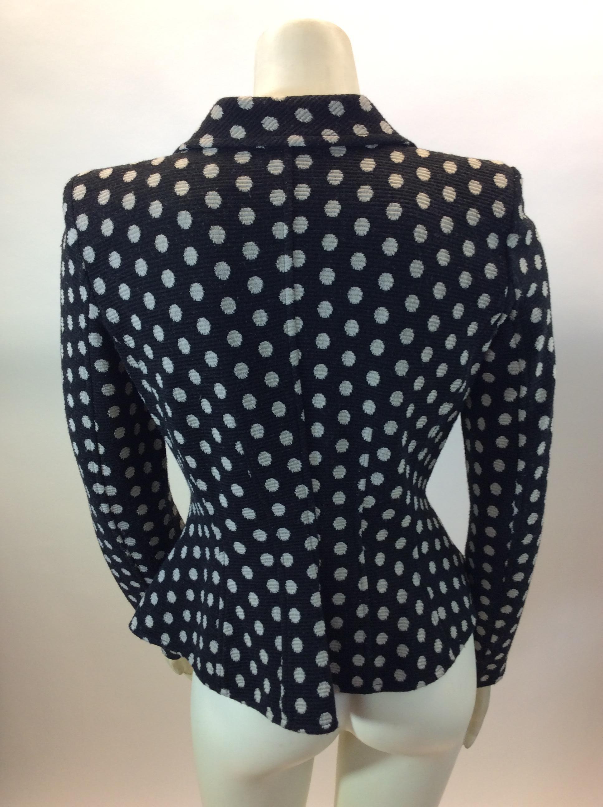 black and white polka dot jacket