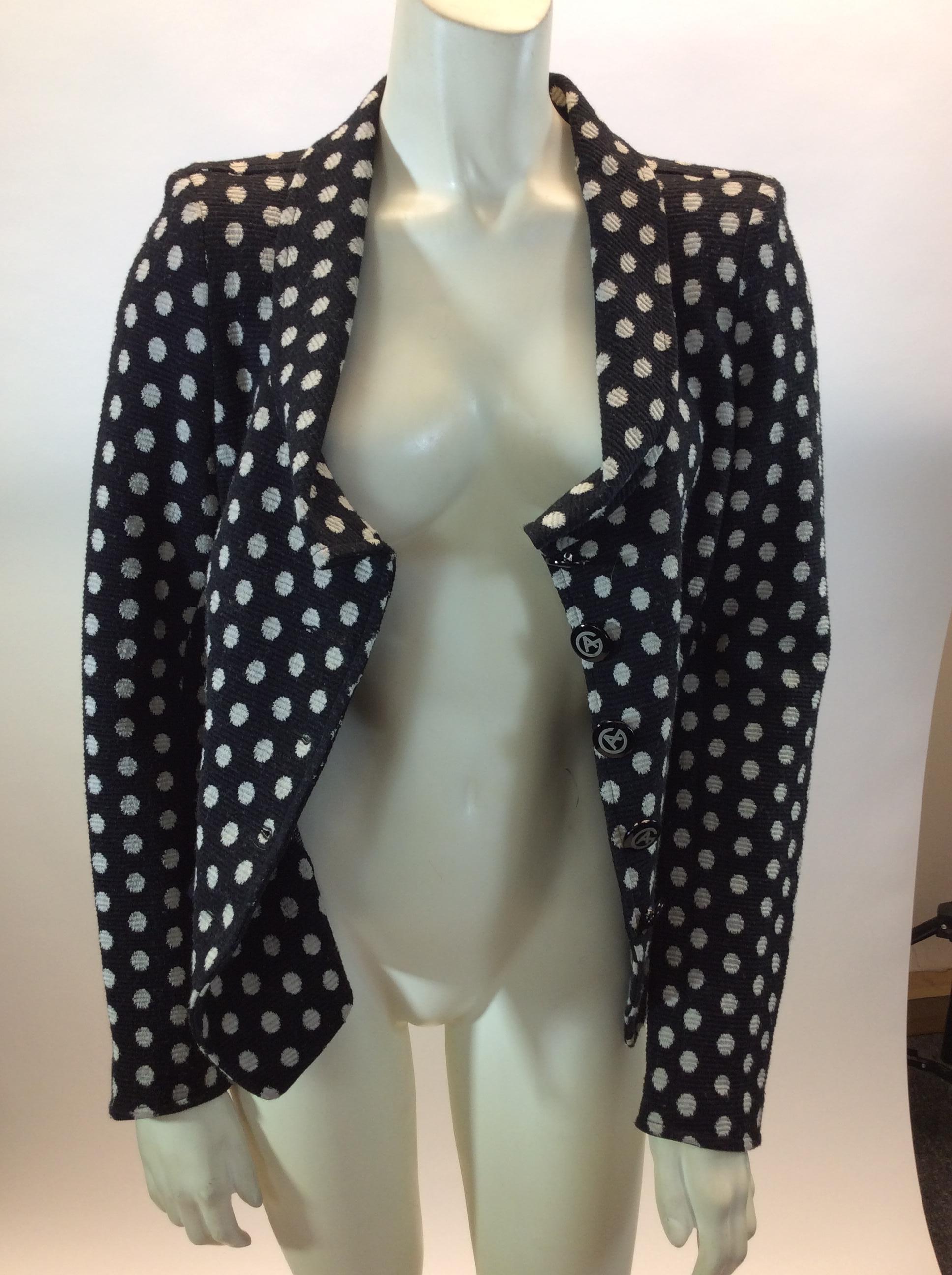 Armani Collezioni Black and White Polka Dot Jacket For Sale 1