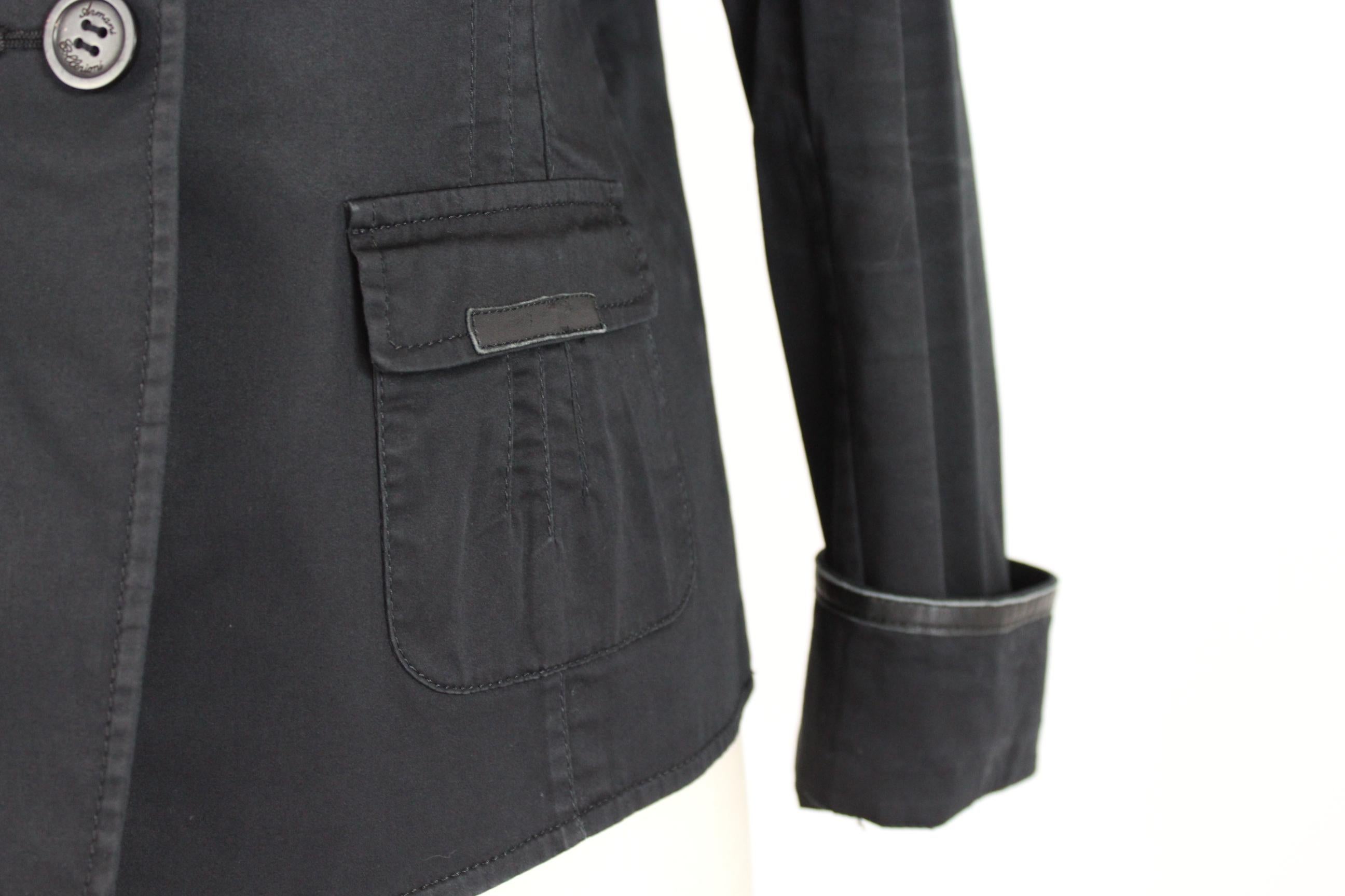 Armani Collezioni Black Cotton Flared Jacket In Excellent Condition In Brindisi, Bt