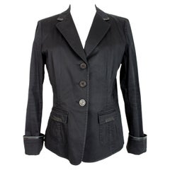 Armani Collezioni Black Cotton Flared Jacket