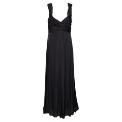 Armani Collezioni Black Draped Silk Sleeveless Gown XL