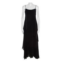 Armani Collezioni Black Draped Sleeveless Maxi Dress S