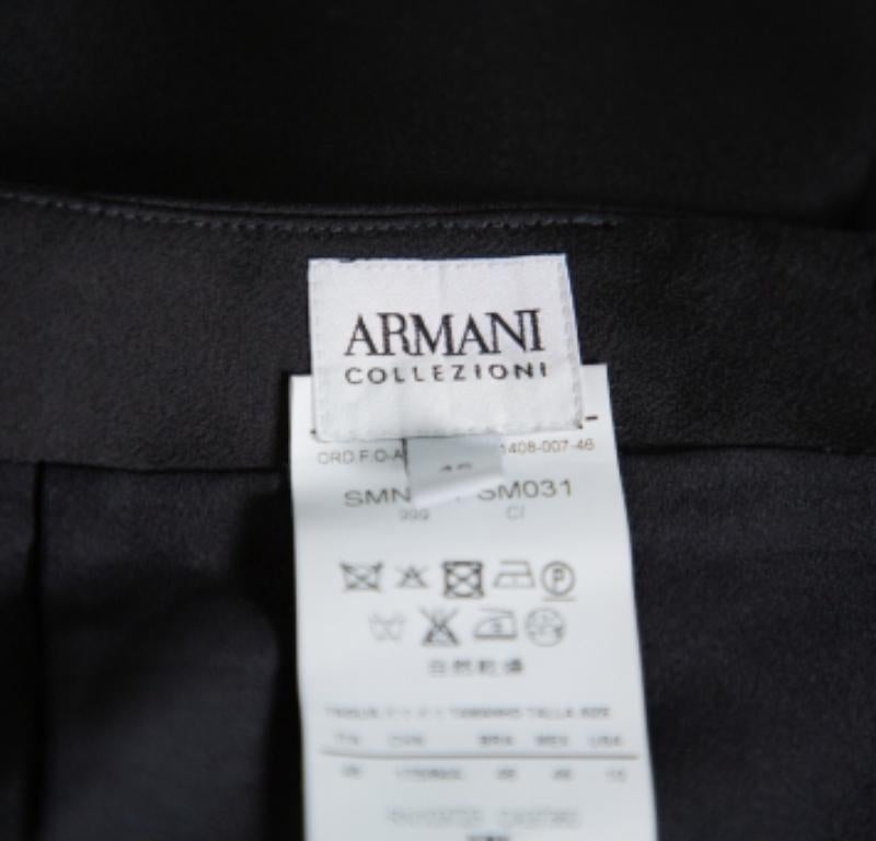 Armani Collezioni Black Georgette Draped Knee Length Skirt L For Sale 1