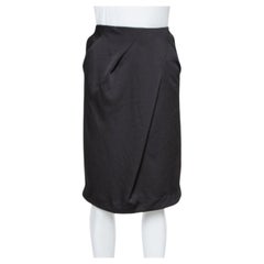 Armani Collezioni Black Georgette Draped Knee Length Skirt L