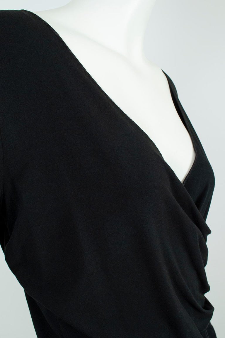 Armani Collezioni Black Jersey Plunging Criss-Cross Wrap Pullover Top, size 10 For Sale 1