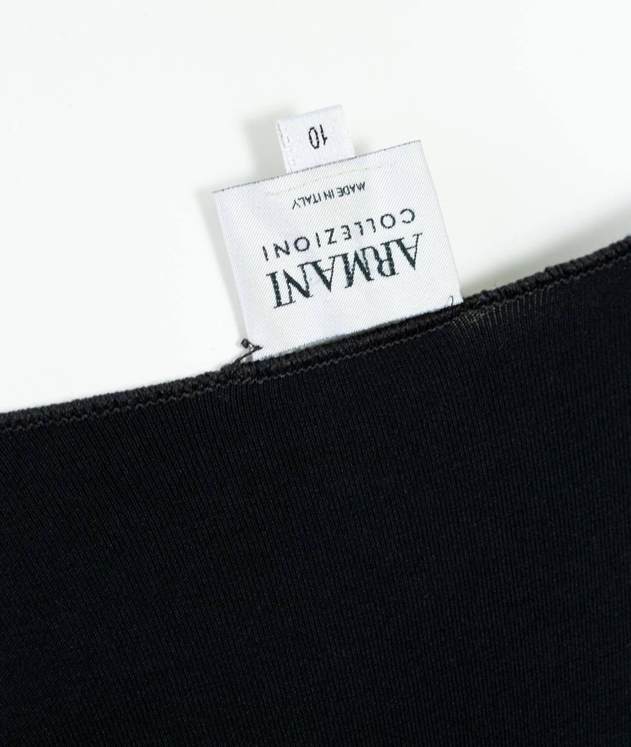 Women's Armani Collezioni Black Jersey Plunging Criss-Cross Wrap Pullover Top, size 10 For Sale