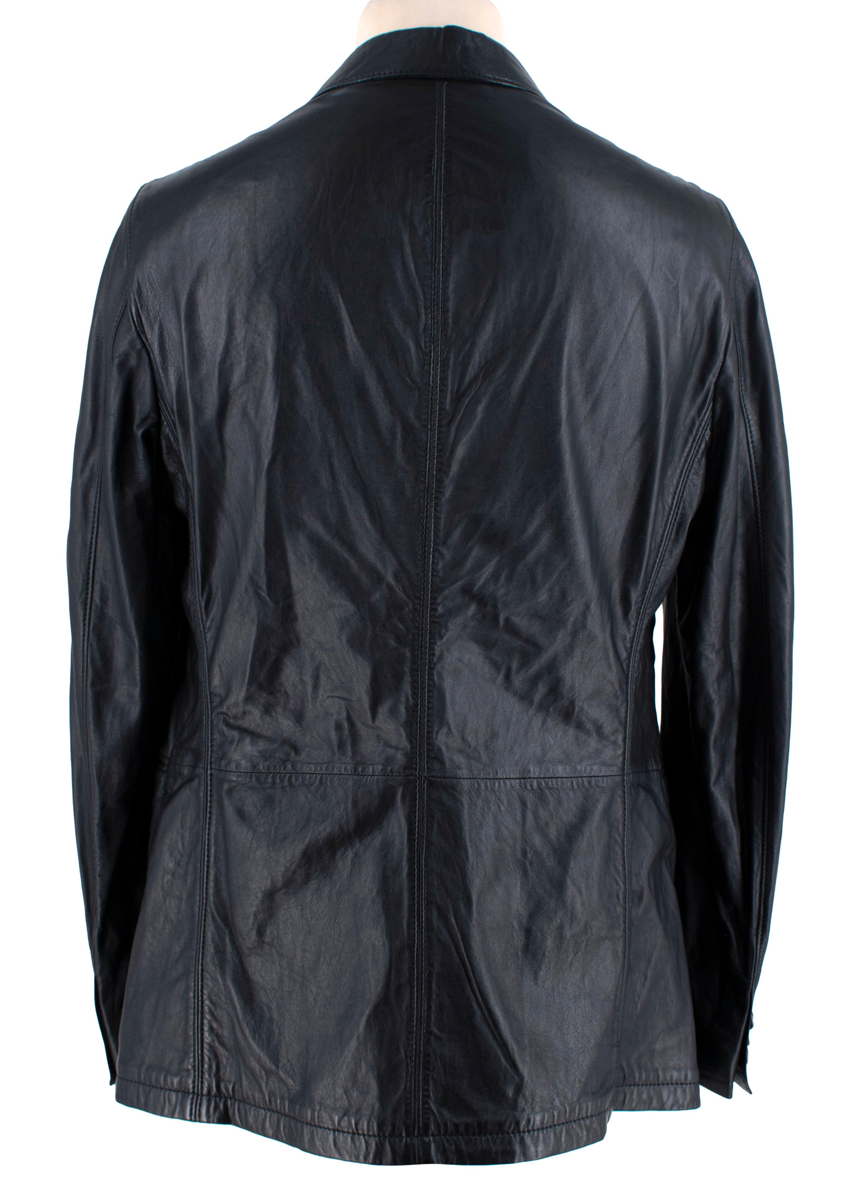 Armani Collezioni Black Nappa Lambskin Tailored Jacket - US L In New Condition In London, GB