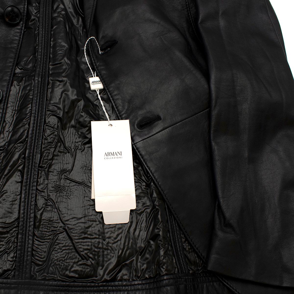 Armani Collezioni Black Nappa Lambskin Tailored Jacket - US L 1