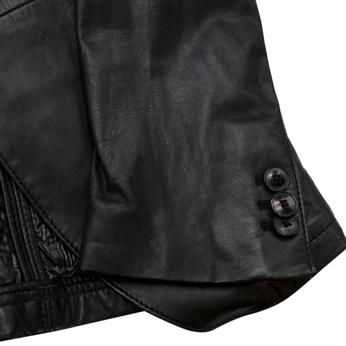 Armani Collezioni Black Nappa Lambskin Tailored Jacket - US L 2
