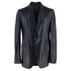 Armani Collezioni Black Nappa Lambskin Tailored Jacket - US L
