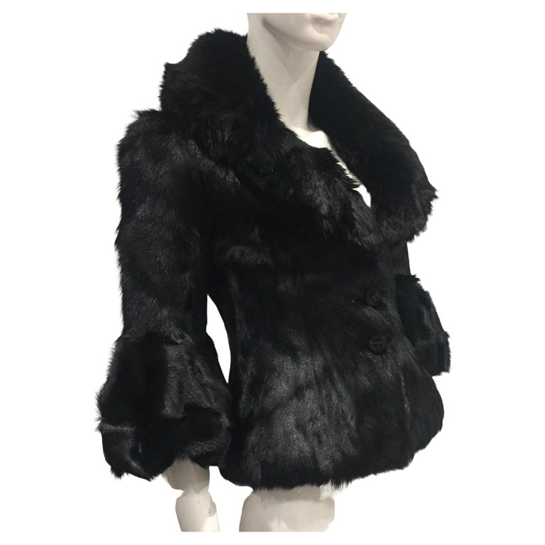 Armani collezioni Black rabbit fur For Sale at 1stDibs