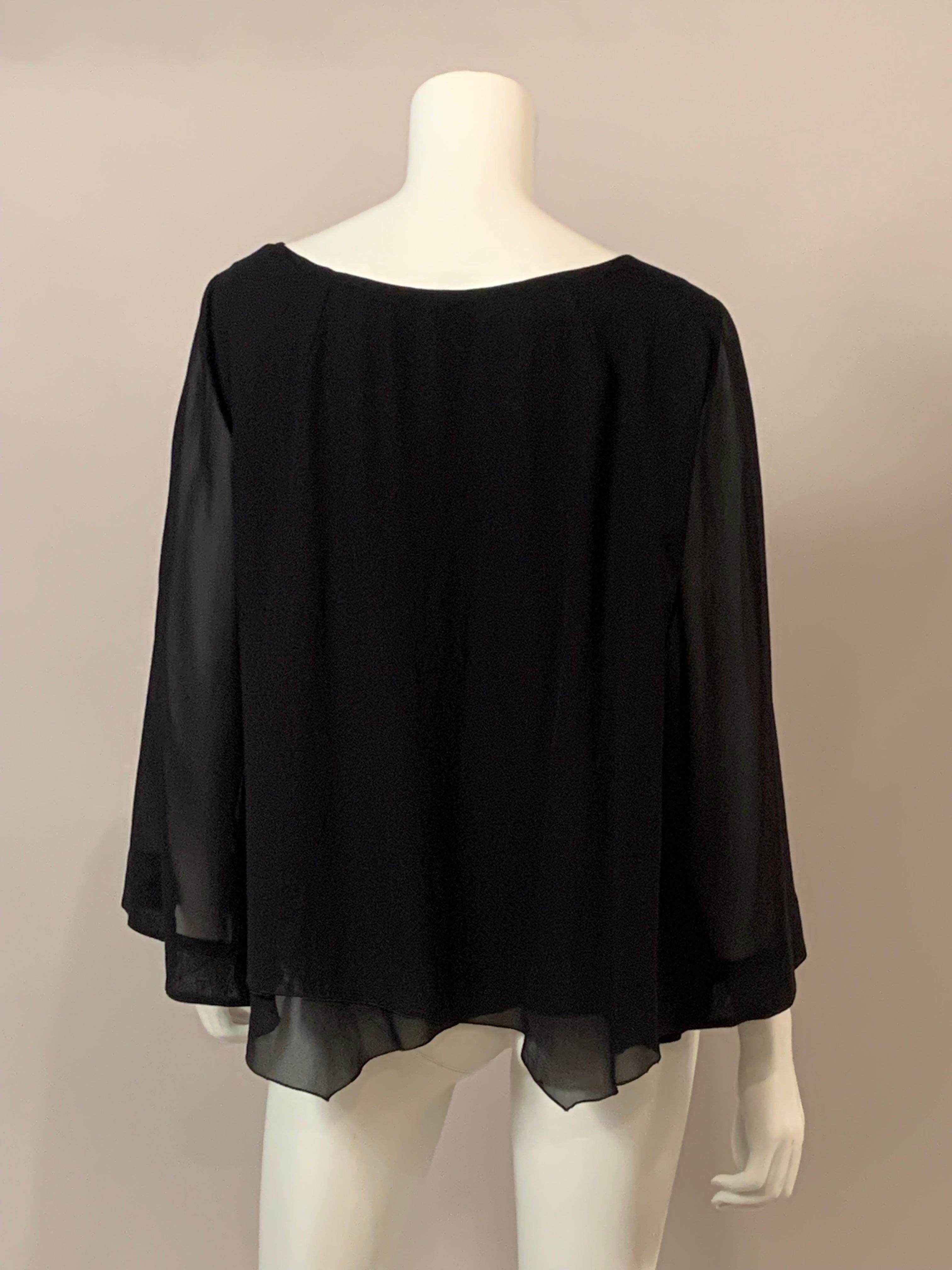 Women's Armani Collezioni Black Silk Chiffon Tunic Top   For Sale