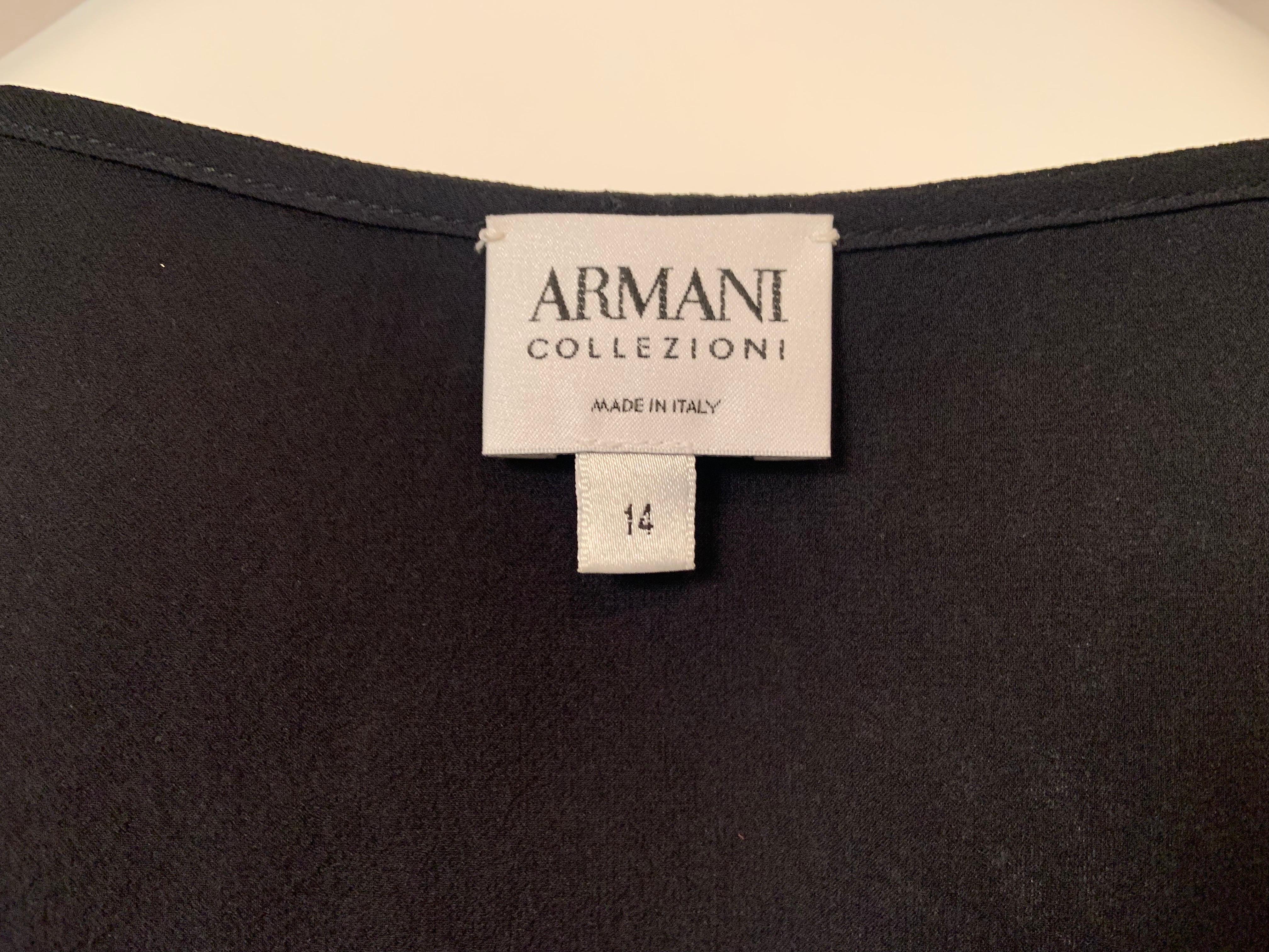 Armani Collezioni Black Silk Chiffon Tunic Top   For Sale 1