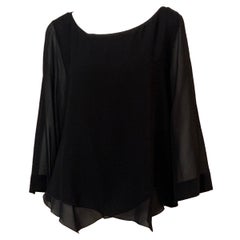 Armani Collezioni Schwarzes Seiden-Chiffon-Tunika-Oberteil