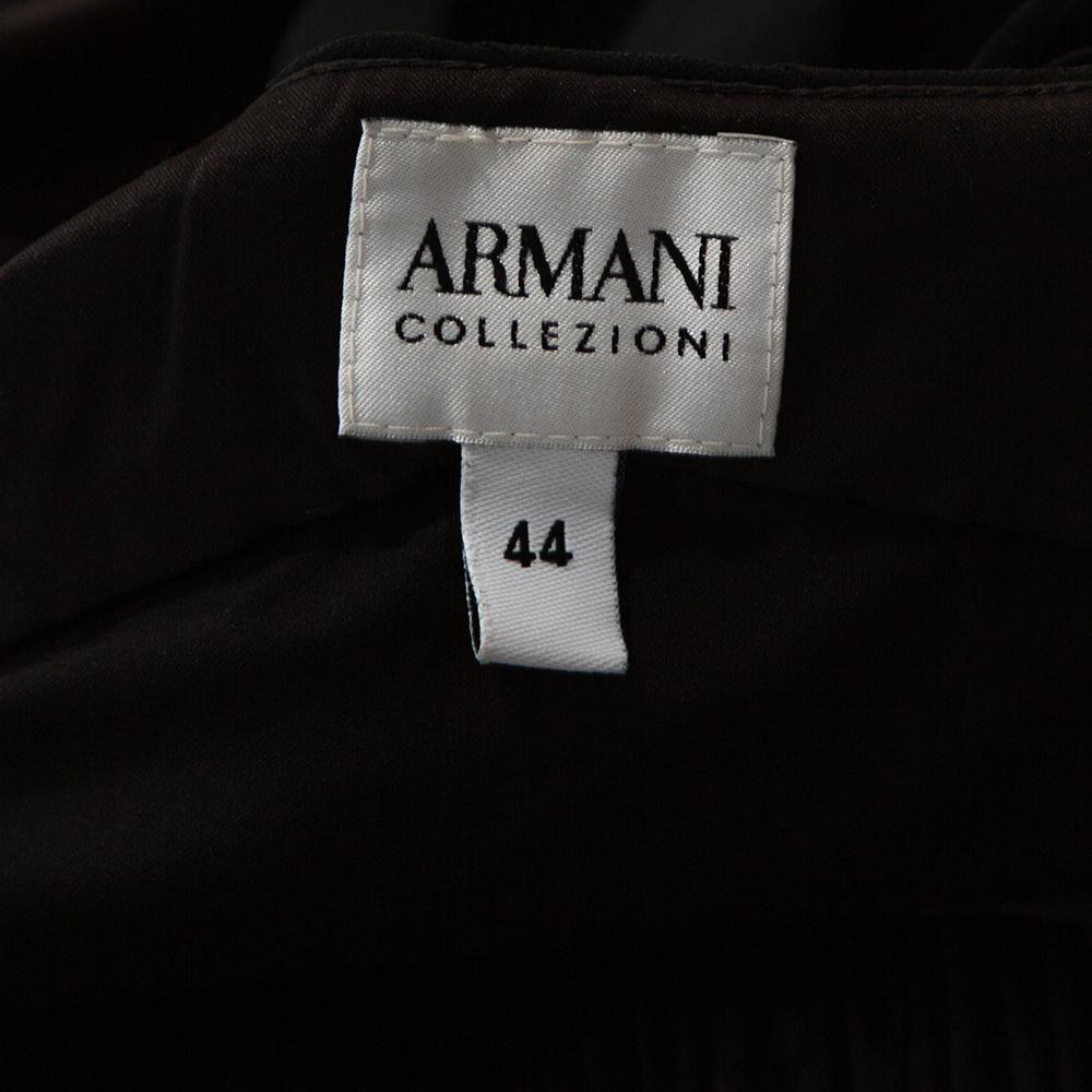 Armani Collezioni Black Silk Draped One Shoulder Asymmetric Gown M 1