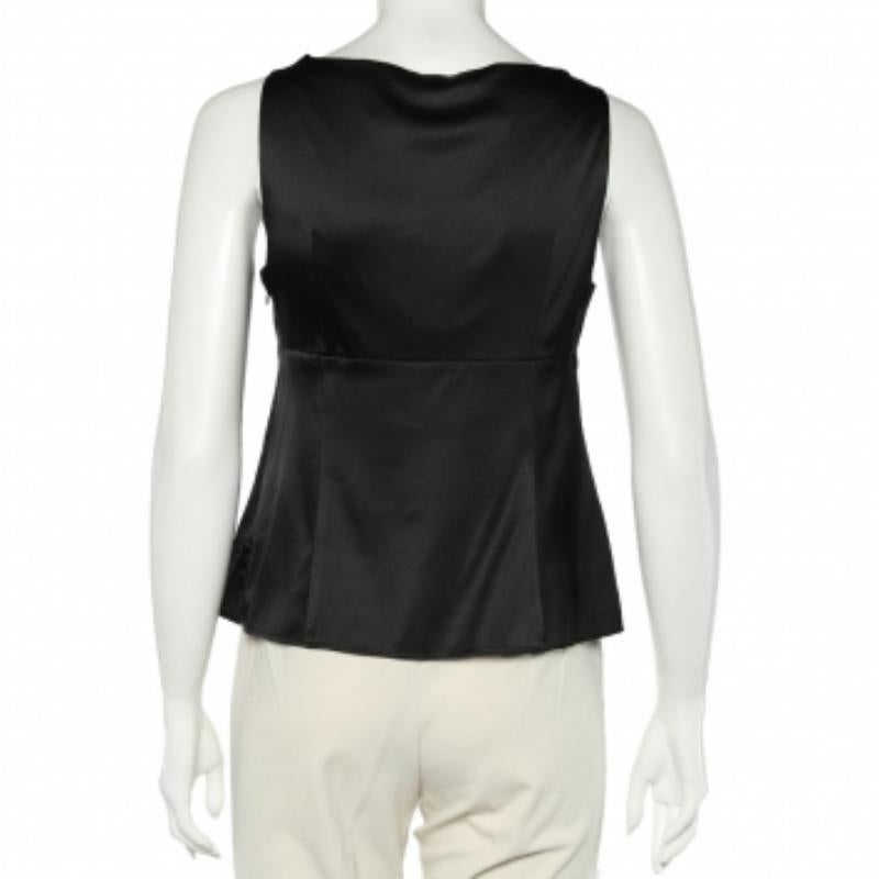 Armani Collezioni Schwarzes ärmelloses Top aus Seide und Satin M im Zustand „Hervorragend“ im Angebot in Dubai, Al Qouz 2