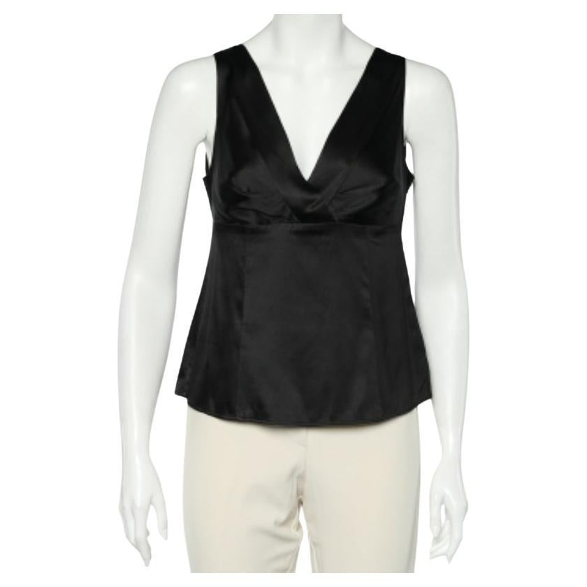 Armani Collezioni Schwarzes ärmelloses Top aus Seide und Satin M im Angebot