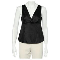 Armani Collezioni Schwarzes ärmelloses Top aus Seide und Satin M