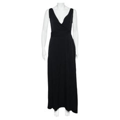 Armani Collezioni Maxivestido de seda negro sin mangas M