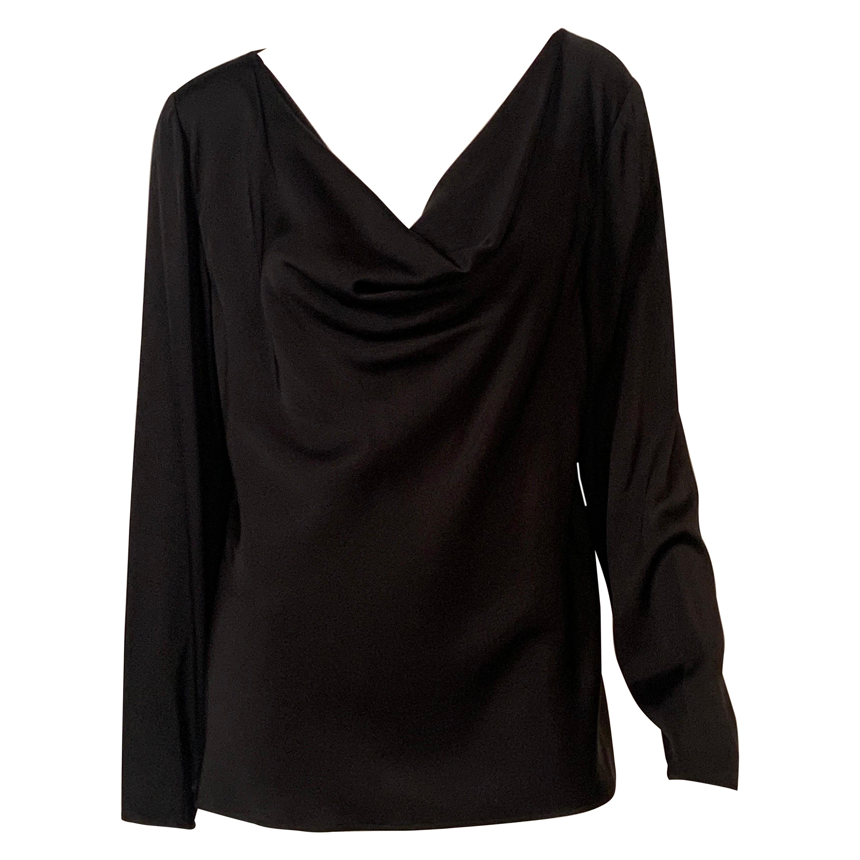 Armani Collezioni Túnica de seda negra con escote drapeado
