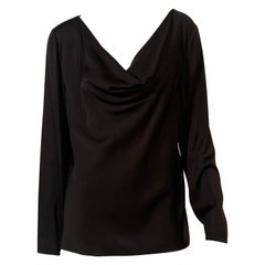 Armani Collezioni - Tunique en soie noire à encolure drapée