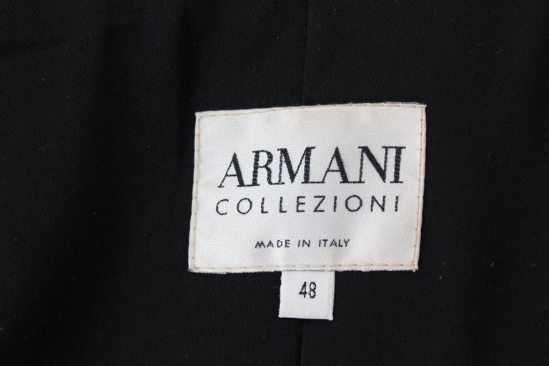 Armani Collezioni Black Soft Wool Classic Long High Collar Elegant Coat ...