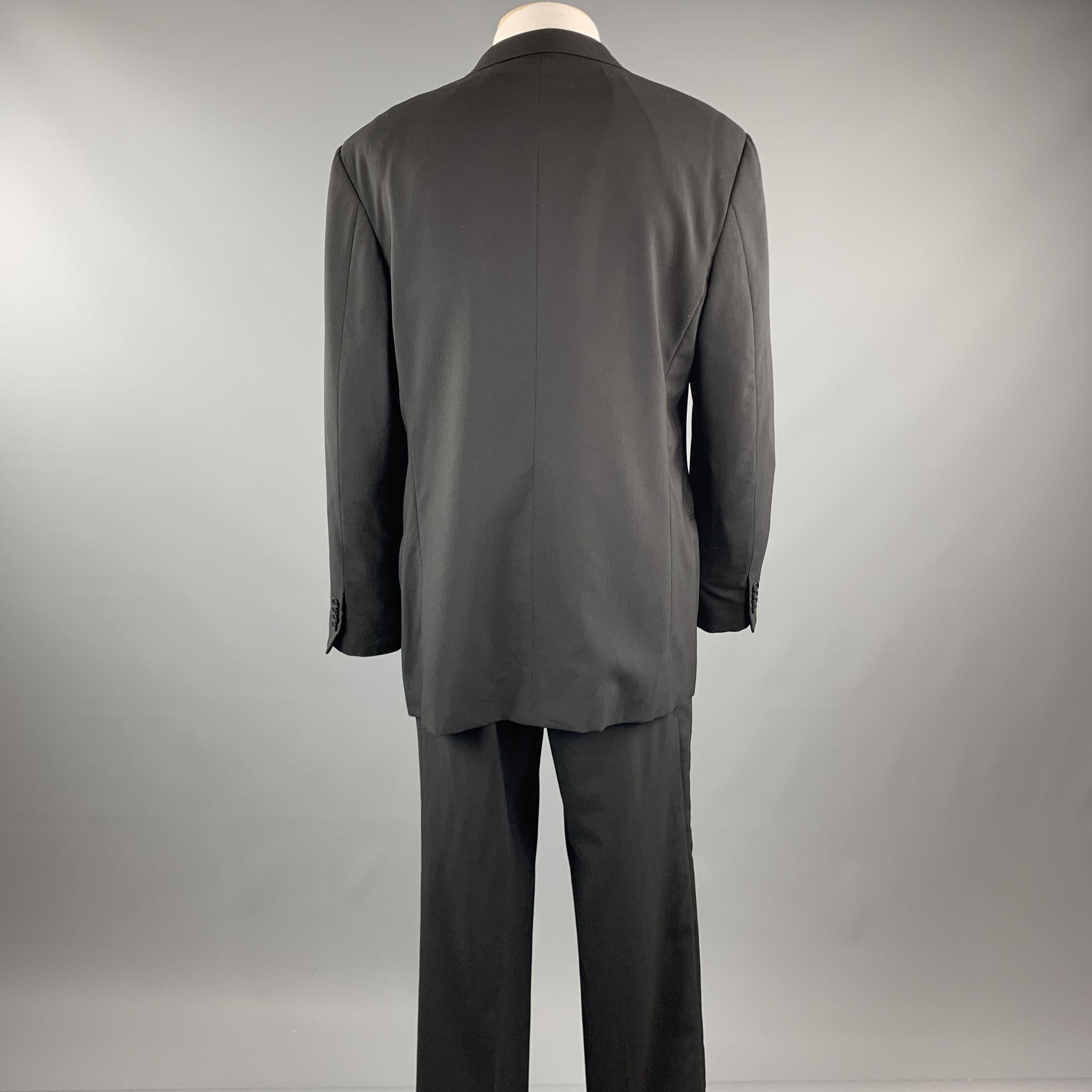 ARMANI COLLEZIONI Black Solid Wool 40 x 34 Suit In Excellent Condition In San Francisco, CA