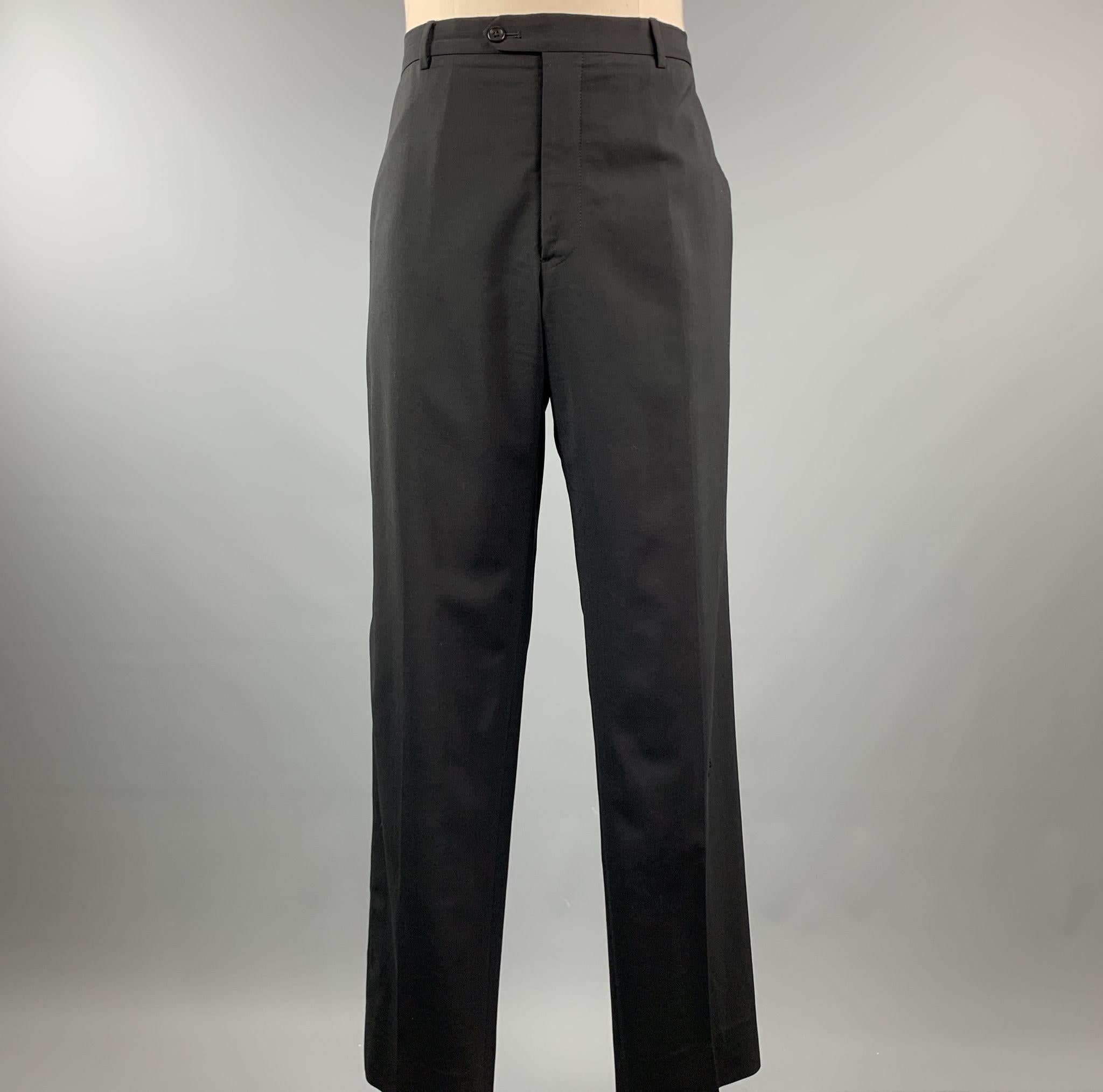 Men's ARMANI COLLEZIONI Black Solid Wool 40 x 34 Suit