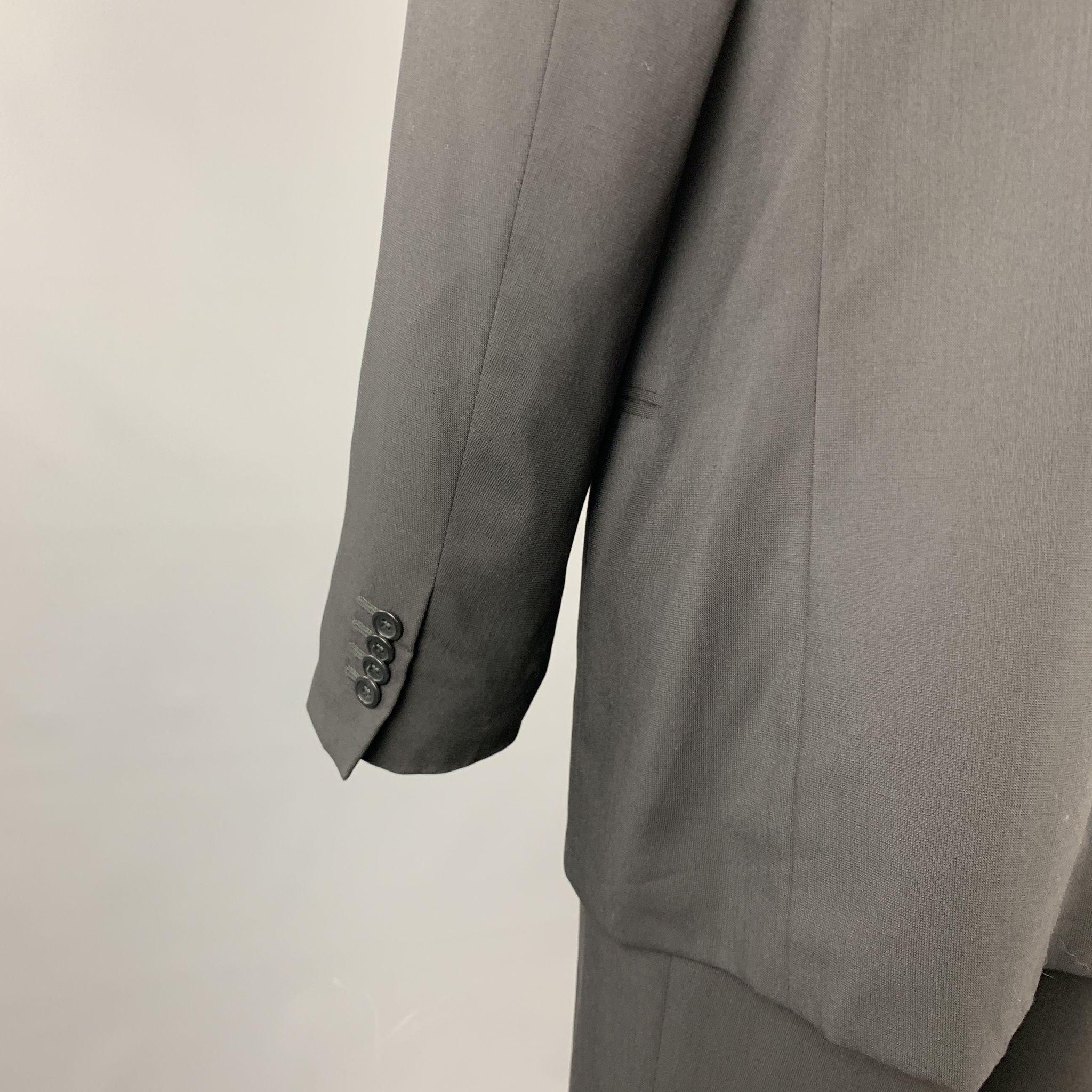 ARMANI COLLEZIONI Black Solid Wool 40 x 34 Suit 2