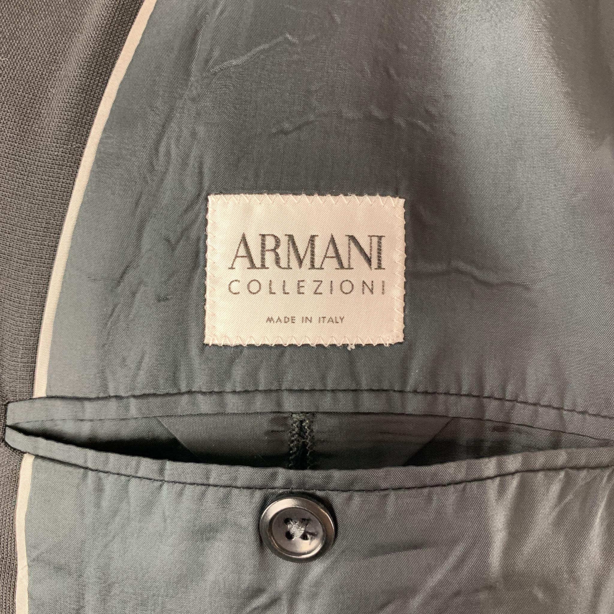 ARMANI COLLEZIONI Black Solid Wool 40 x 34 Suit 3