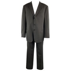 ARMANI COLLEZIONI Black Solid Wool 40 x 34 Suit